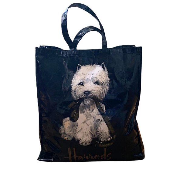 Harrods dog tote bag Knightsbridge vintage, black,  Westie dog - Picture 4 of 13